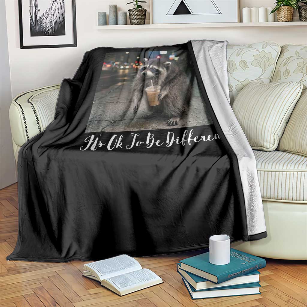 Its Ok To Be Different Jimothy Raccoon Throw Blanket Funny Short Spine Wildlife