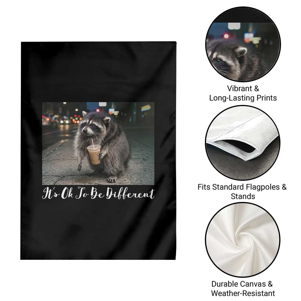 Its Ok To Be Different Jimothy Raccoon Garden Flag Funny Short Spine Wildlife