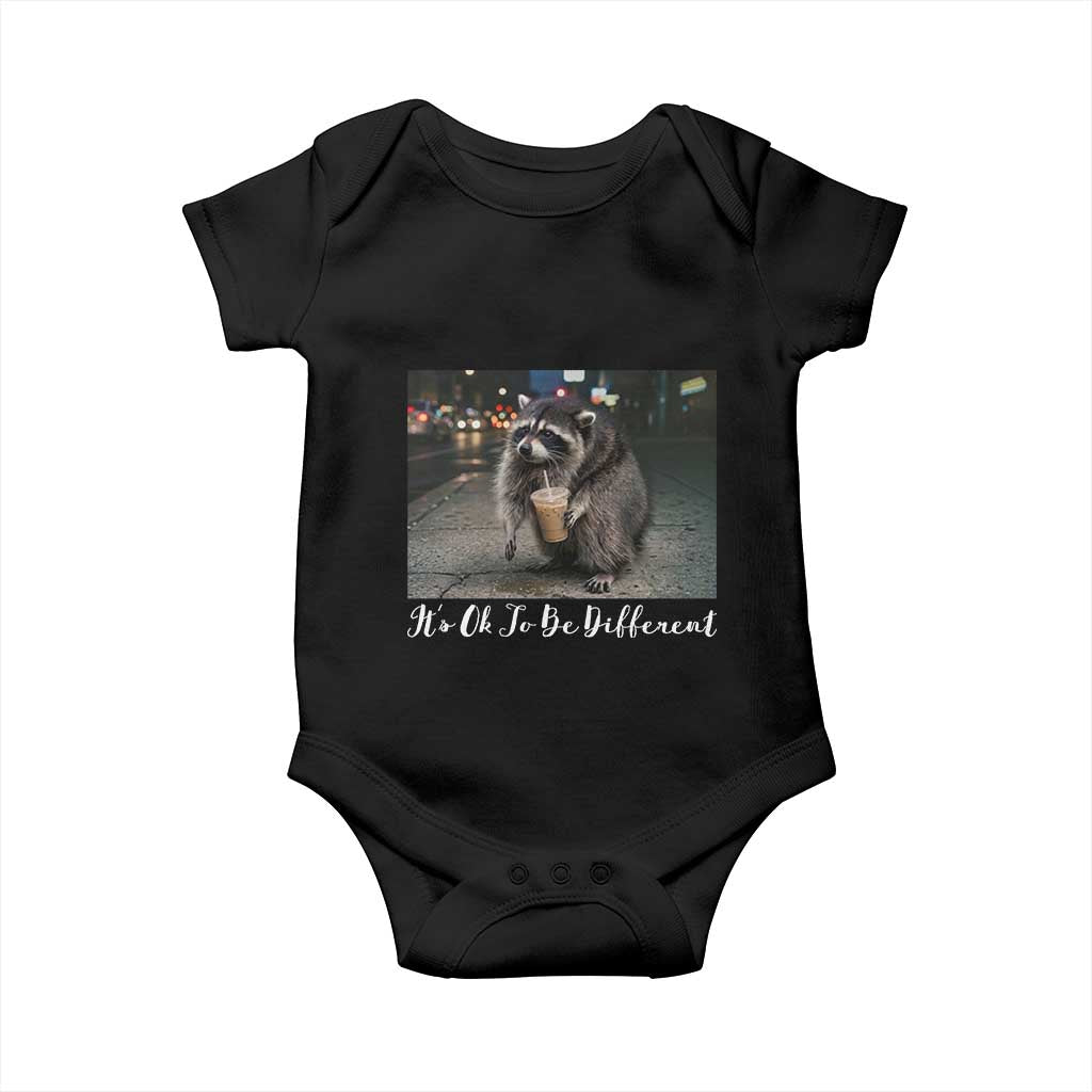 Its Ok To Be Different Jimothy Raccoon Baby Onesie Funny Short Spine Wildlife TS12 Black Print Your Wear