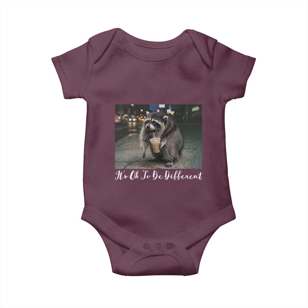 Its Ok To Be Different Jimothy Raccoon Baby Onesie Funny Short Spine Wildlife