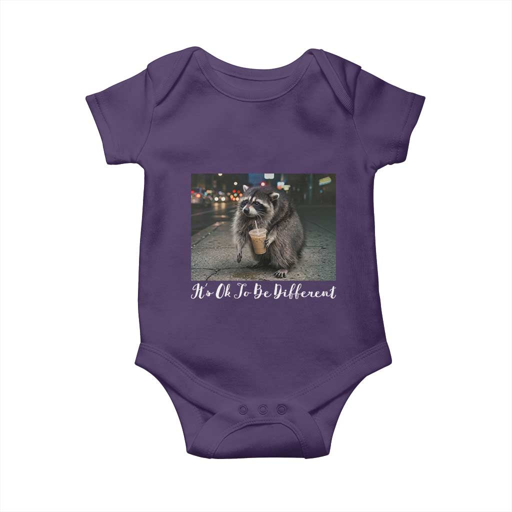 Its Ok To Be Different Jimothy Raccoon Baby Onesie Funny Short Spine Wildlife