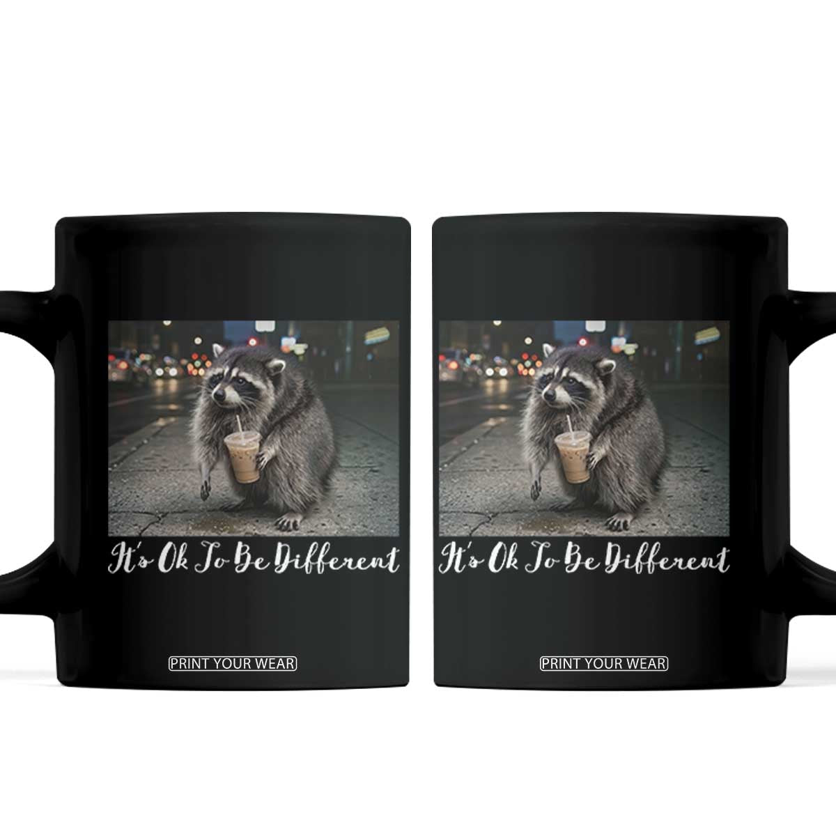 Its Ok To Be Different Jimothy Raccoon Coffee Mug Funny Short Spine Wildlife