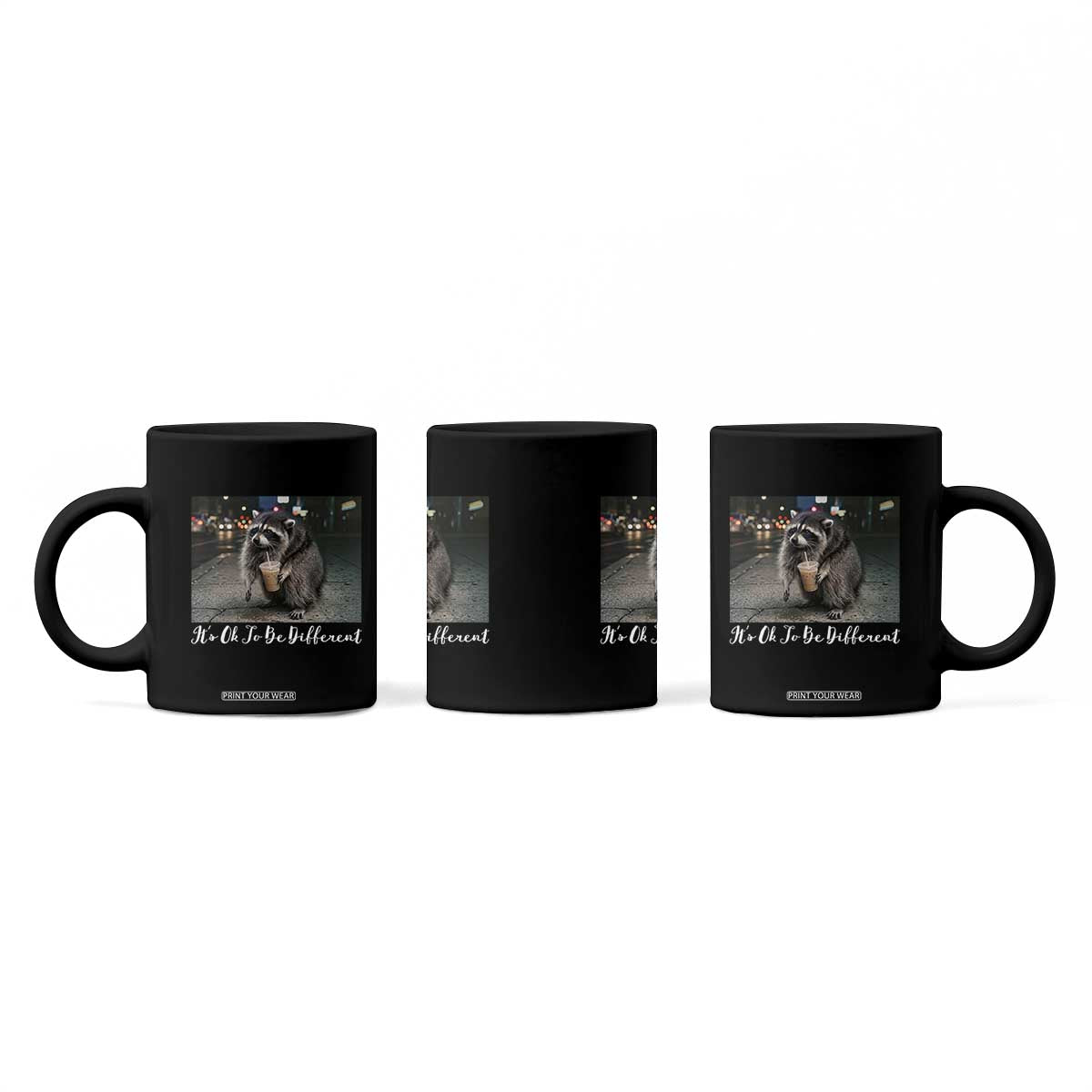Its Ok To Be Different Jimothy Raccoon Coffee Mug Funny Short Spine Wildlife