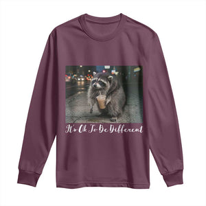 Its Ok To Be Different Jimothy Raccoon Long Sleeve Shirt Funny Short Spine Wildlife