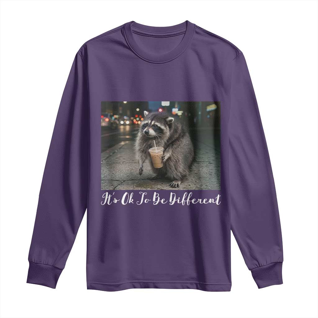 Its Ok To Be Different Jimothy Raccoon Long Sleeve Shirt Funny Short Spine Wildlife