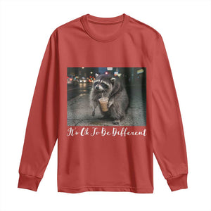 Its Ok To Be Different Jimothy Raccoon Long Sleeve Shirt Funny Short Spine Wildlife