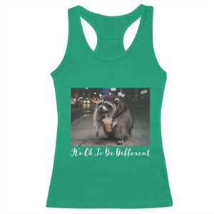 Its Ok To Be Different Jimothy Raccoon Racerback Tank Top Funny Short Spine Wildlife