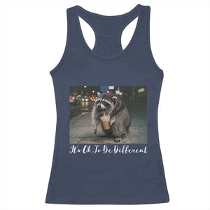 Its Ok To Be Different Jimothy Raccoon Racerback Tank Top Funny Short Spine Wildlife