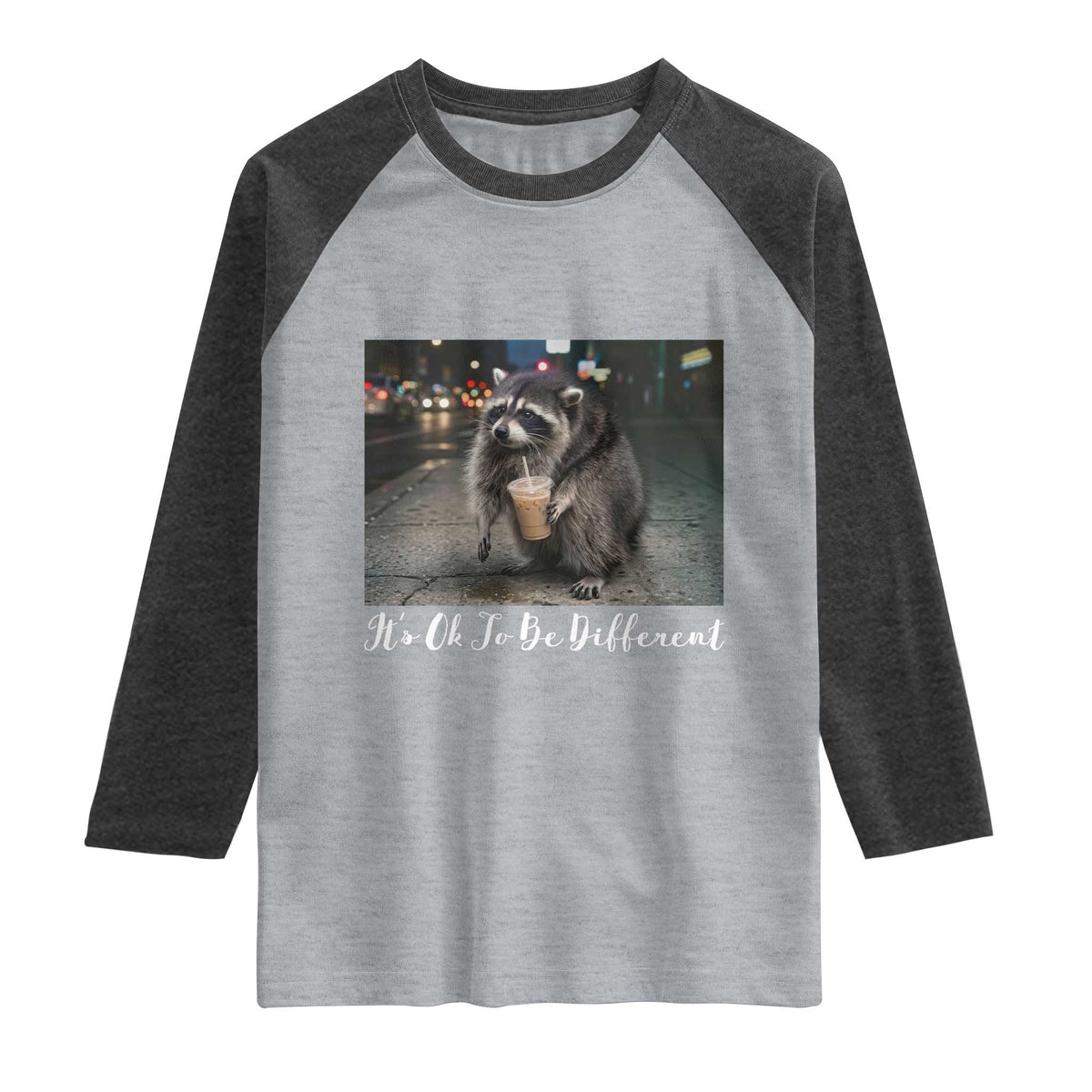 Its Ok To Be Different Jimothy Raccoon Raglan Shirt Funny Short Spine Wildlife