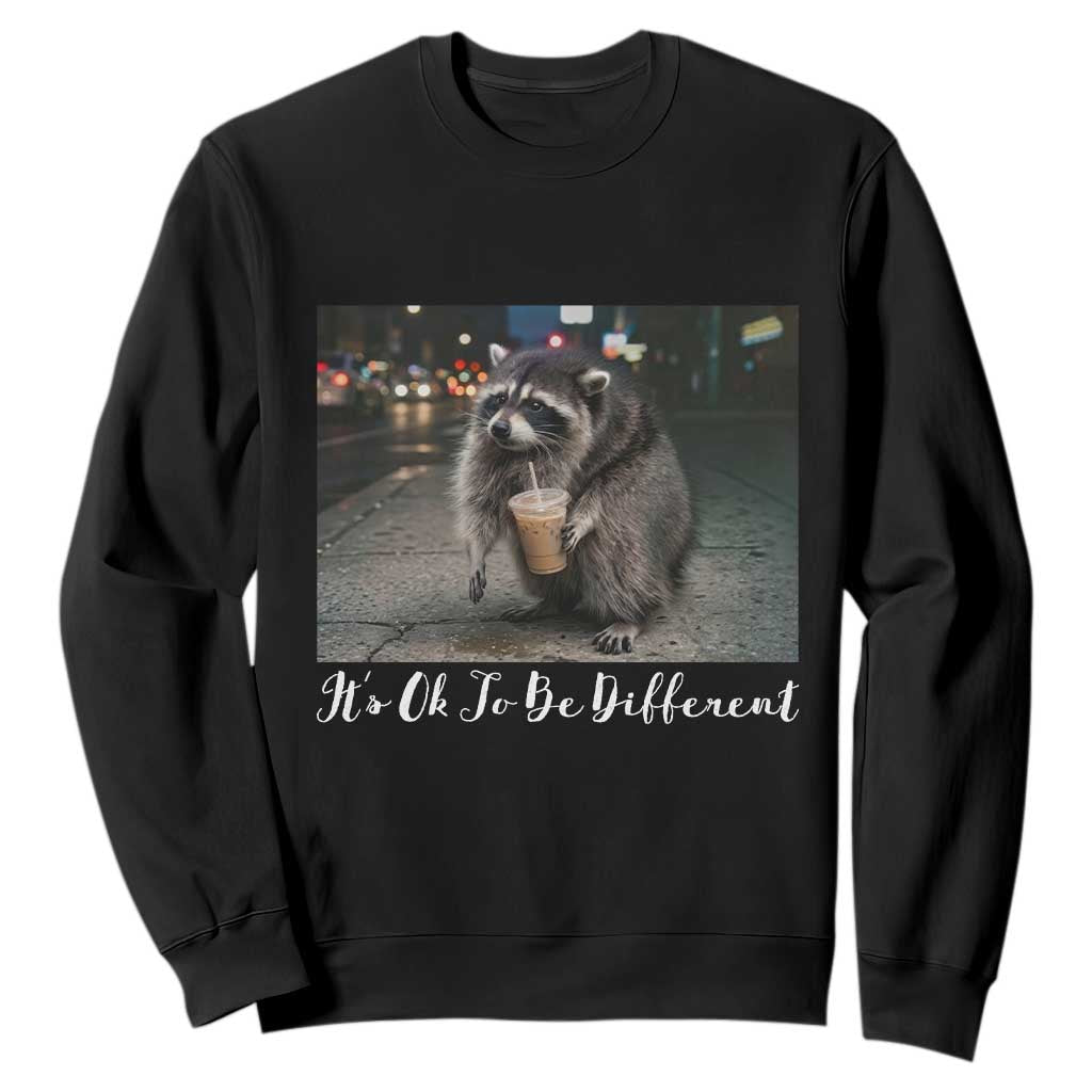 Its Ok To Be Different Jimothy Raccoon Sweatshirt Funny Short Spine Wildlife