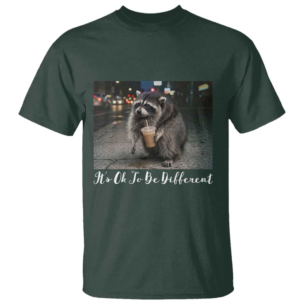 Its Ok To Be Different Jimothy Raccoon T Shirt Funny Short Spine Wildlife