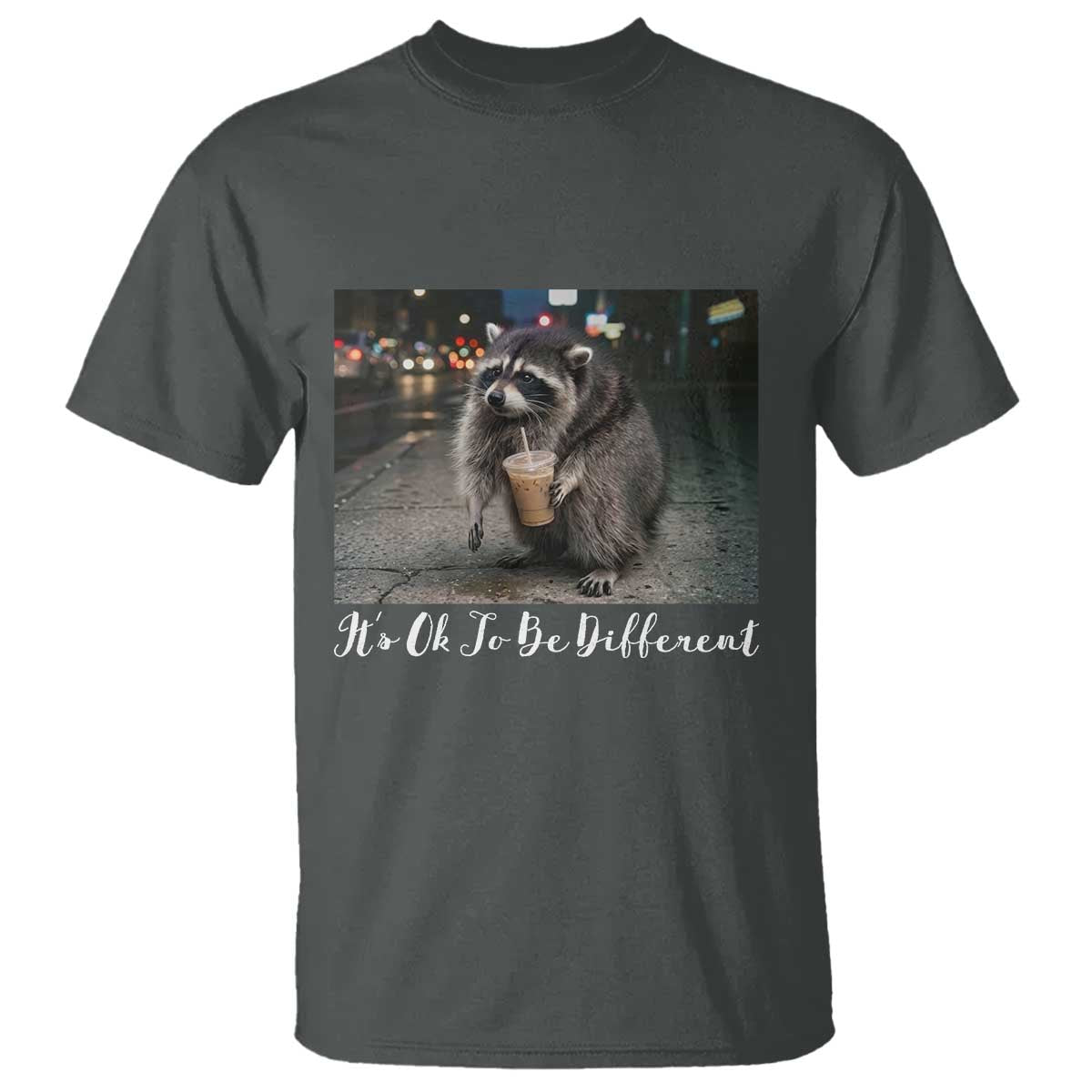 Its Ok To Be Different Jimothy Raccoon T Shirt Funny Short Spine Wildlife