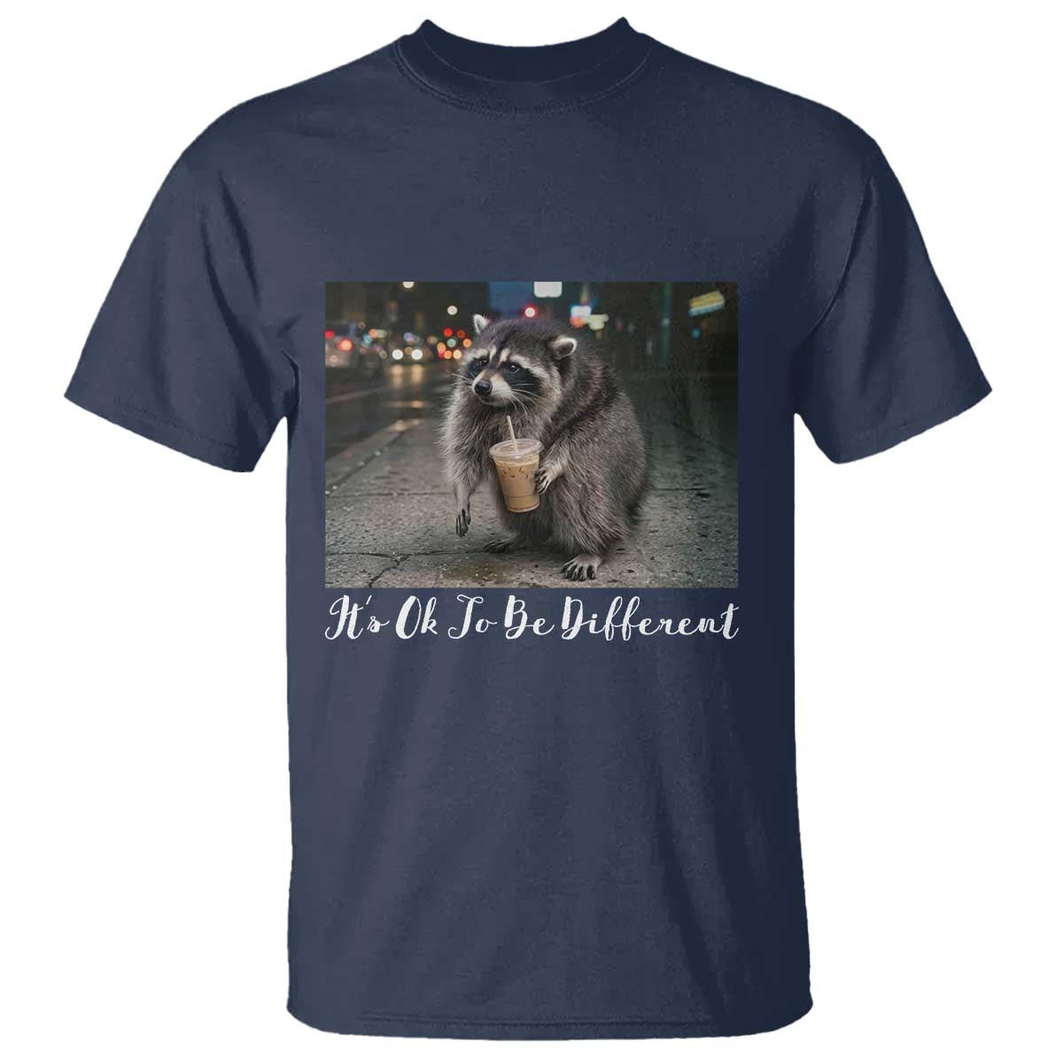 Its Ok To Be Different Jimothy Raccoon T Shirt Funny Short Spine Wildlife