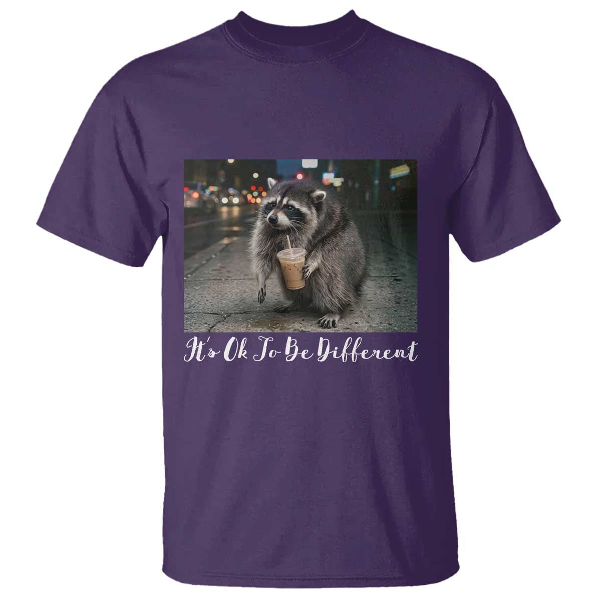 Its Ok To Be Different Jimothy Raccoon T Shirt Funny Short Spine Wildlife