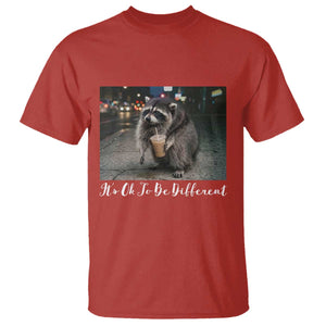 Its Ok To Be Different Jimothy Raccoon T Shirt Funny Short Spine Wildlife