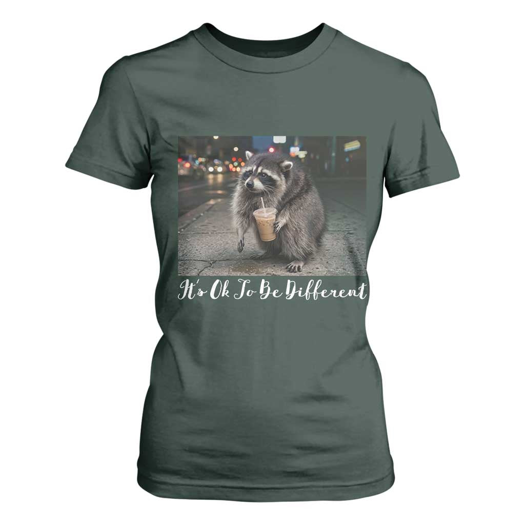 Its Ok To Be Different Jimothy Raccoon T Shirt For Women Funny Short Spine Wildlife