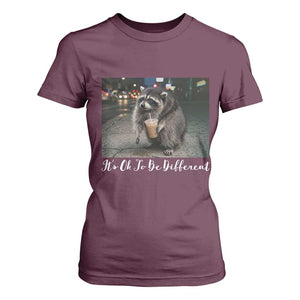 Its Ok To Be Different Jimothy Raccoon T Shirt For Women Funny Short Spine Wildlife