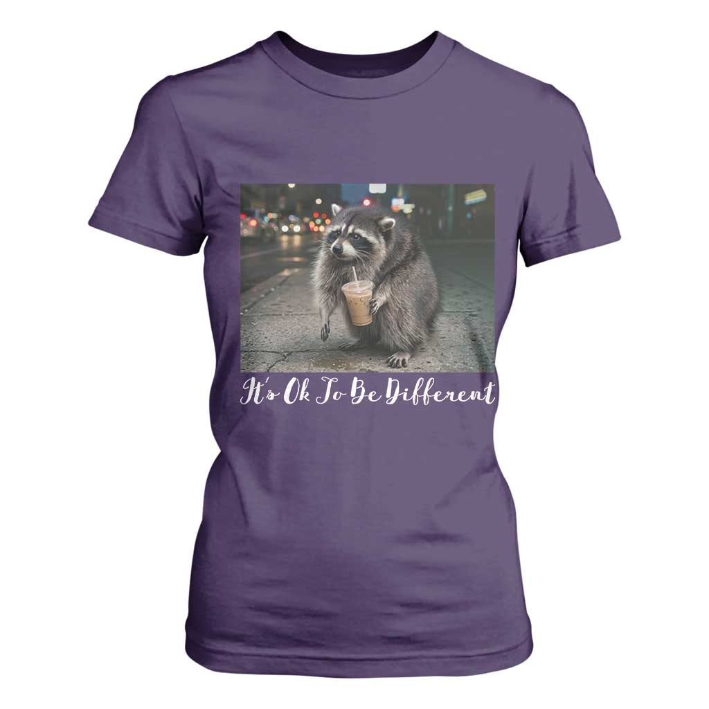 Its Ok To Be Different Jimothy Raccoon T Shirt For Women Funny Short Spine Wildlife