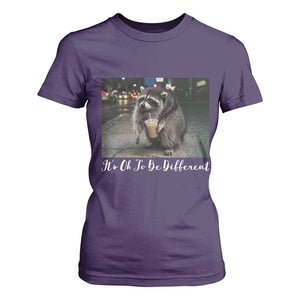 Its Ok To Be Different Jimothy Raccoon T Shirt For Women Funny Short Spine Wildlife