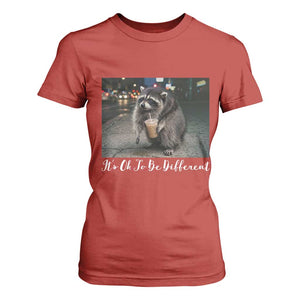 Its Ok To Be Different Jimothy Raccoon T Shirt For Women Funny Short Spine Wildlife