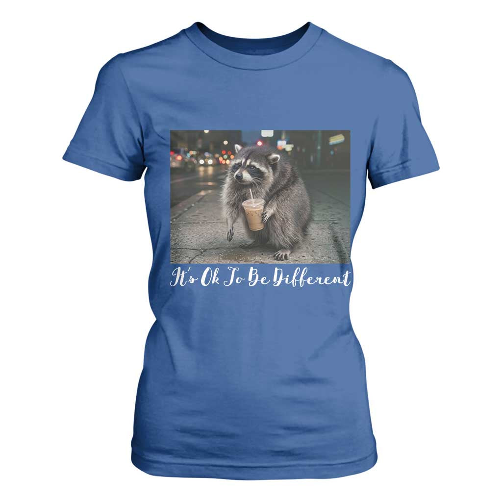 Its Ok To Be Different Jimothy Raccoon T Shirt For Women Funny Short Spine Wildlife