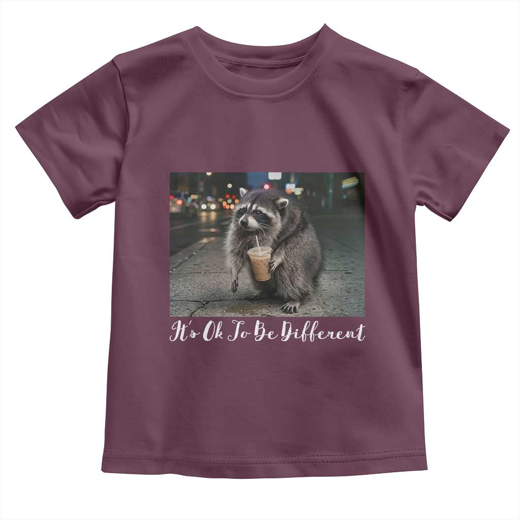 Its Ok To Be Different Jimothy Raccoon Toddler T Shirt Funny Short Spine Wildlife