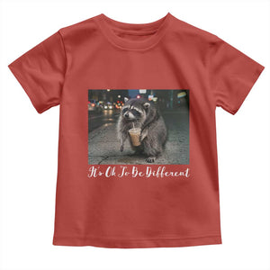 Its Ok To Be Different Jimothy Raccoon Toddler T Shirt Funny Short Spine Wildlife