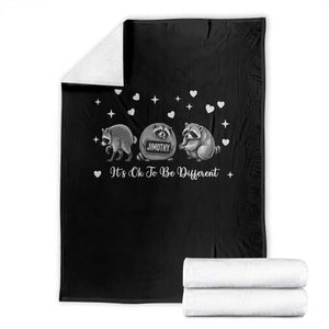 Its Ok To Be Different Jimothy Raccoon Throw Blanket Cute Trash Panda Viral Animal Lover Gift