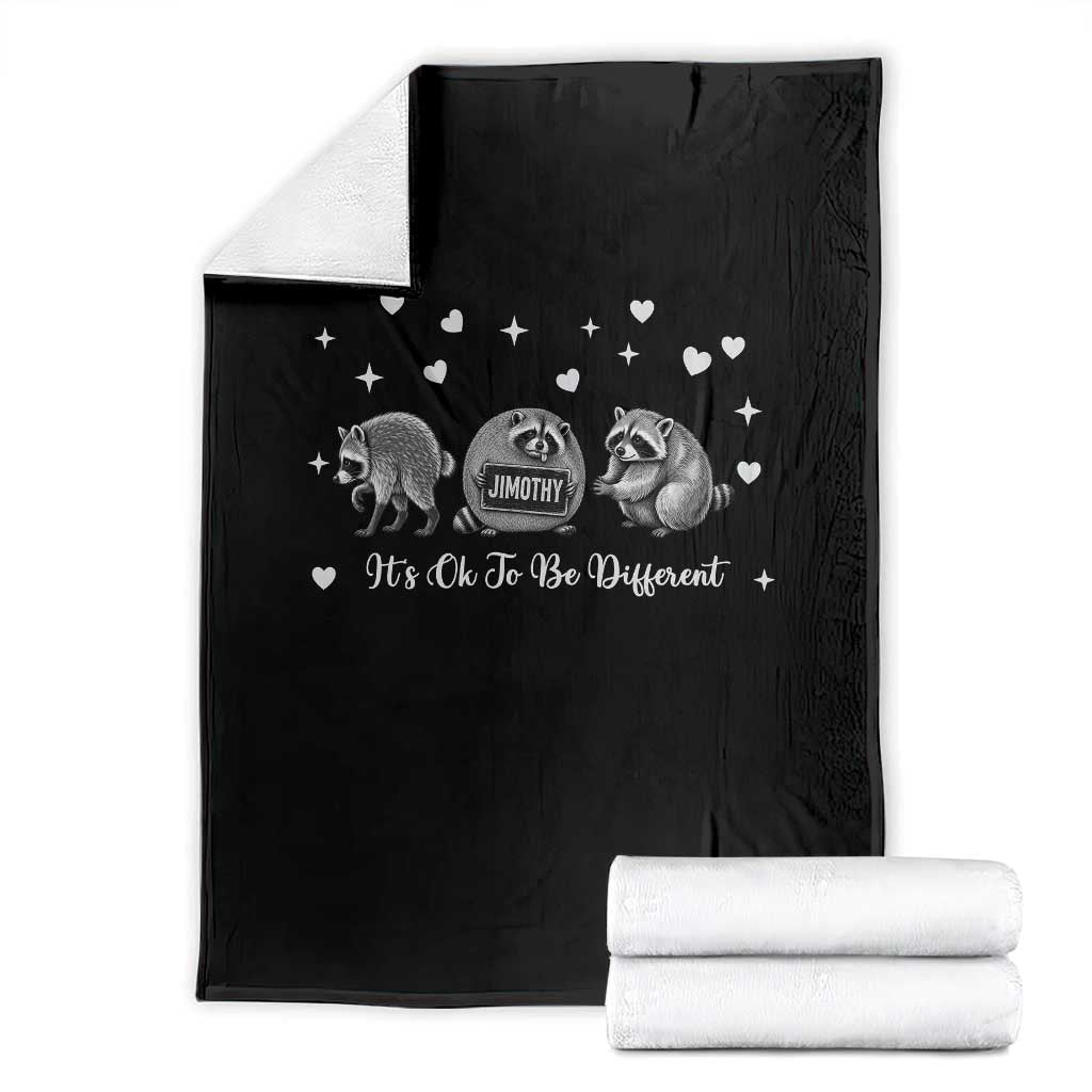 Its Ok To Be Different Jimothy Raccoon Throw Blanket Cute Trash Panda Viral Animal Lover Gift TS12 Black Print Your Wear