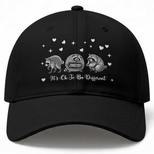 Its Ok To Be Different Jimothy Raccoon Baseball Cap Cute Trash Panda Viral Animal Lover Gift