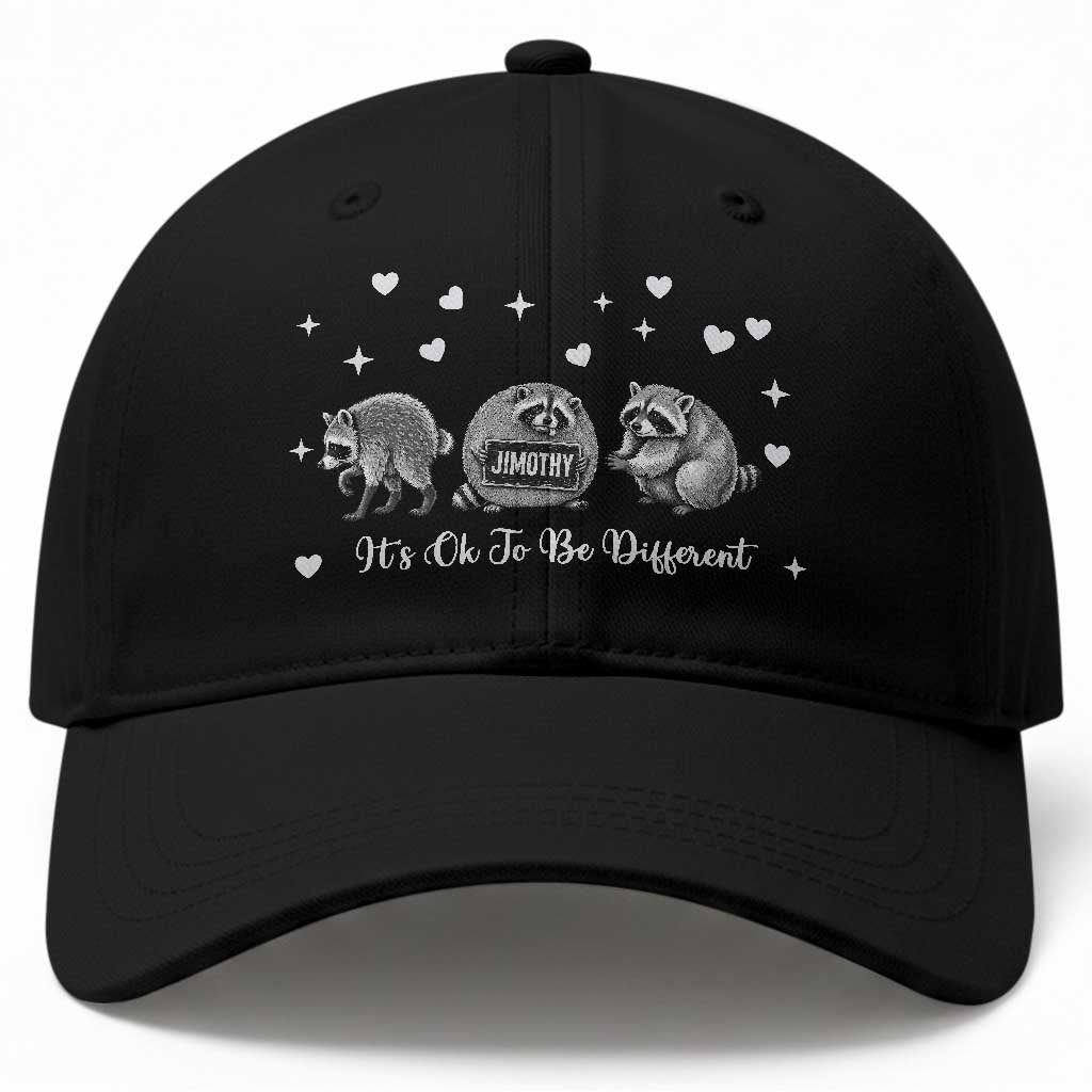 Its Ok To Be Different Jimothy Raccoon Baseball Cap Cute Trash Panda Viral Animal Lover Gift TS12 Print Your Wear