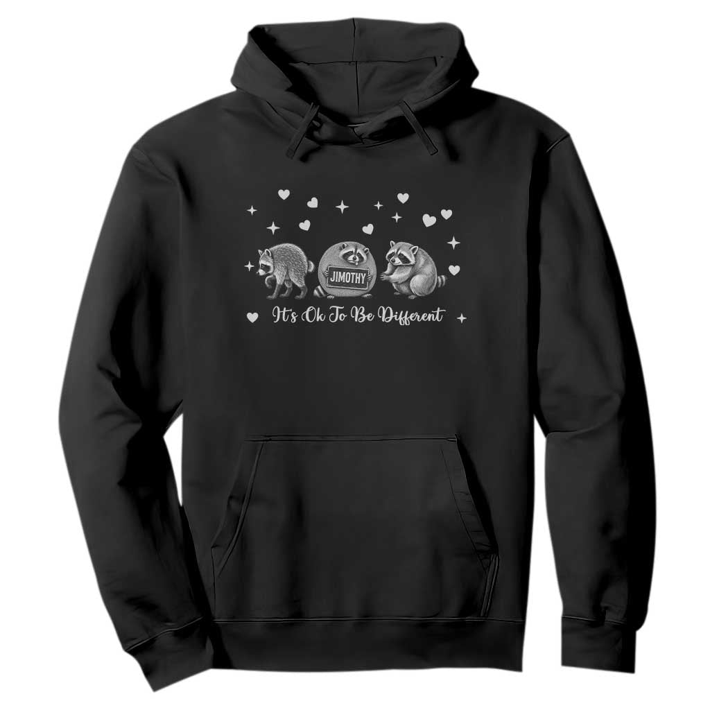 Its Ok To Be Different Jimothy Raccoon Hoodie Cute Trash Panda Viral Animal Lover Gift TS12 Black Print Your Wear