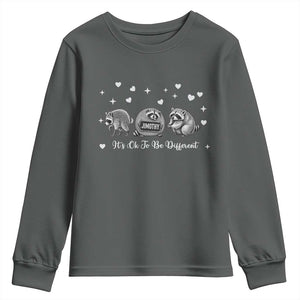 Its Ok To Be Different Jimothy Raccoon Youth Sweatshirt Cute Trash Panda Viral Animal Lover Gift