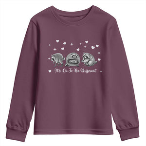 Its Ok To Be Different Jimothy Raccoon Youth Sweatshirt Cute Trash Panda Viral Animal Lover Gift