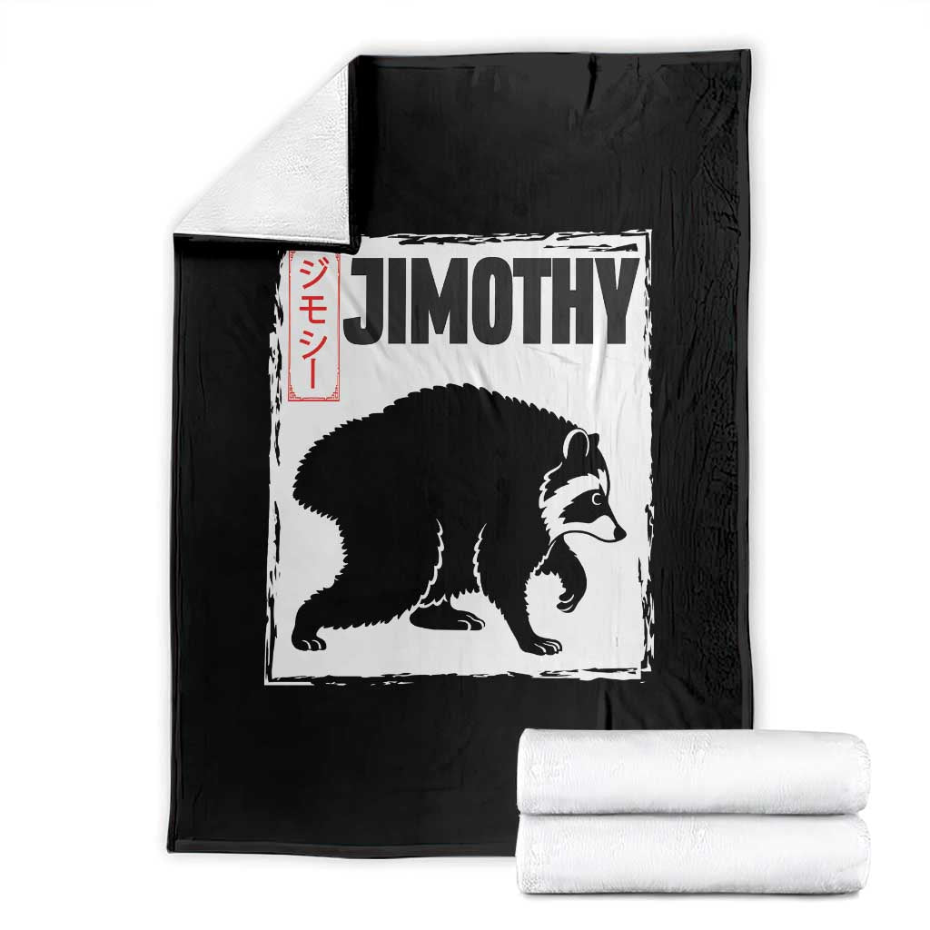 Jimothy The Raccoon Throw Blanket Japanese Style Trash Panda Graphic TS12 Black Print Your Wear