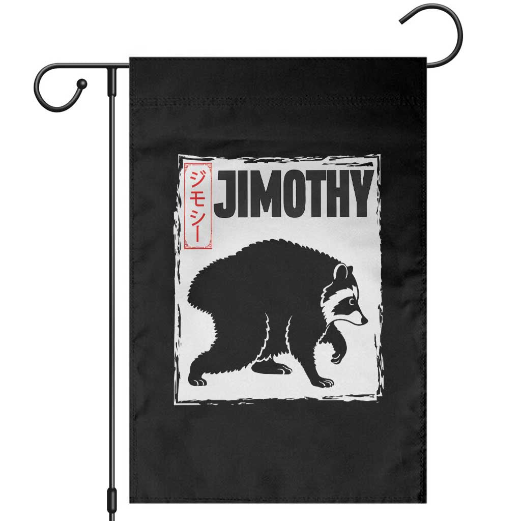 Jimothy The Raccoon Garden Flag Japanese Style Trash Panda Graphic TS12 Black Print Your Wear