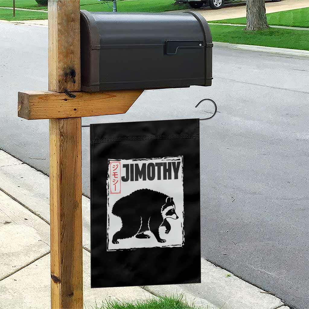 Jimothy The Raccoon Garden Flag Japanese Style Trash Panda Graphic
