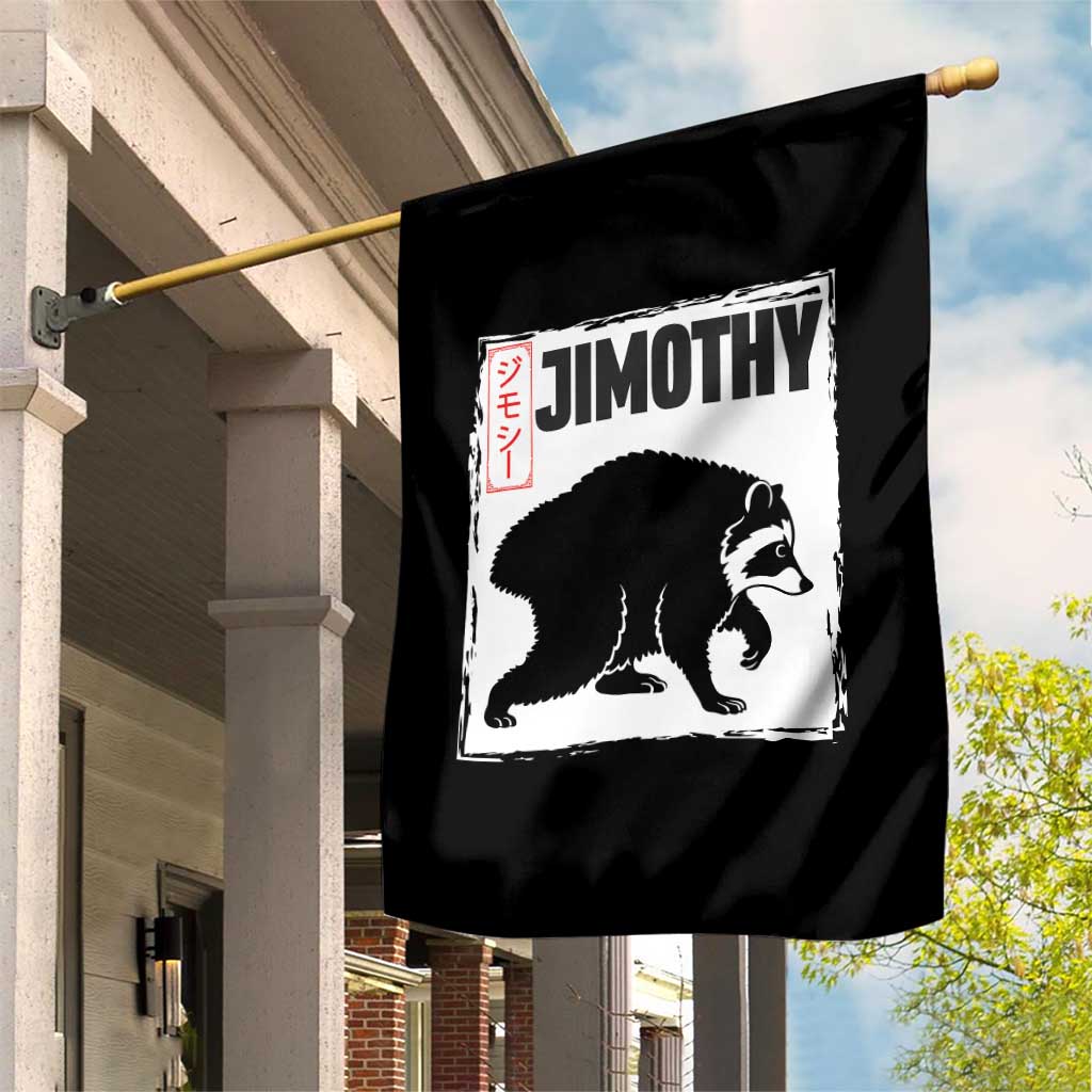 Jimothy The Raccoon Garden Flag Japanese Style Trash Panda Graphic
