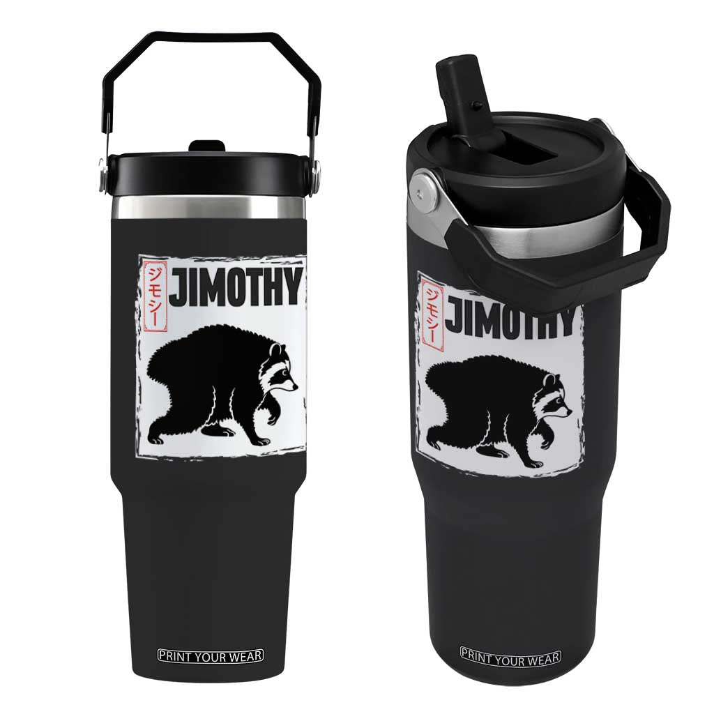 Jimothy The Raccoon Flip Straw Tumbler Japanese Style Trash Panda Graphic TS12 One Size: 30 oz Black Print Your Wear