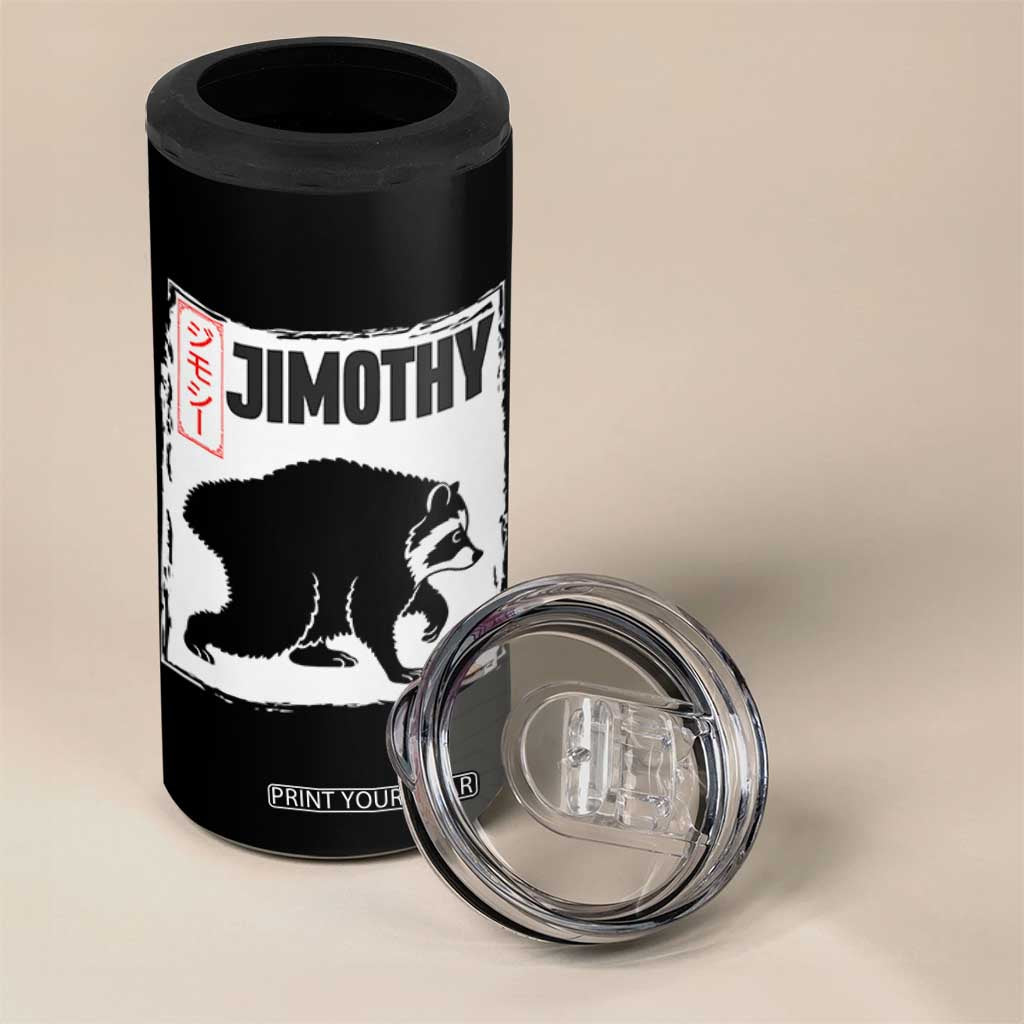 Jimothy The Raccoon 4 in 1 Can Cooler Tumbler Japanese Style Trash Panda Graphic