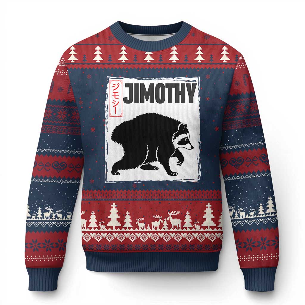 Jimothy The Raccoon Ugly Christmas Sweater Japanese Style Trash Panda Graphic