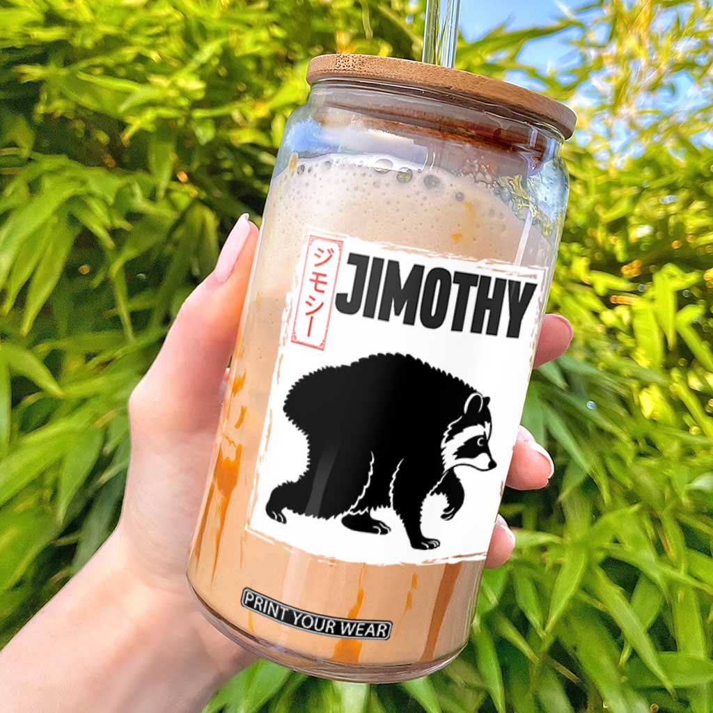 Jimothy The Raccoon Glass Can Japanese Style Trash Panda Graphic TS12 Black Print Your Wear