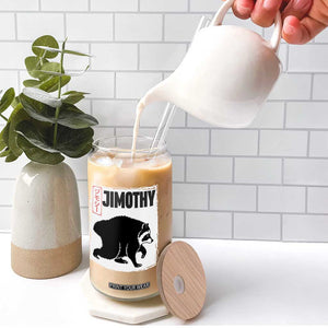 Jimothy The Raccoon Glass Can Japanese Style Trash Panda Graphic