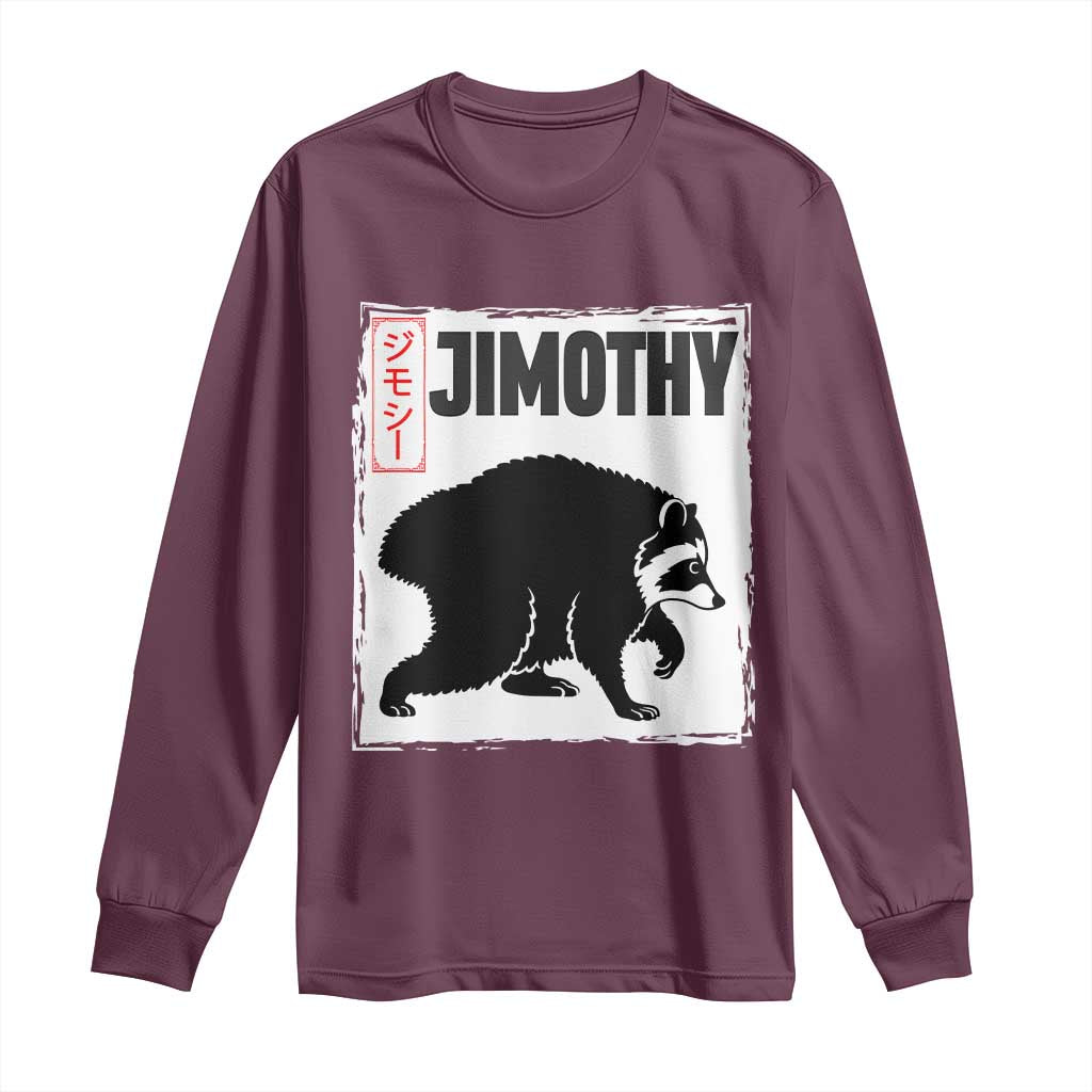 Jimothy The Raccoon Long Sleeve Shirt Japanese Style Trash Panda Graphic