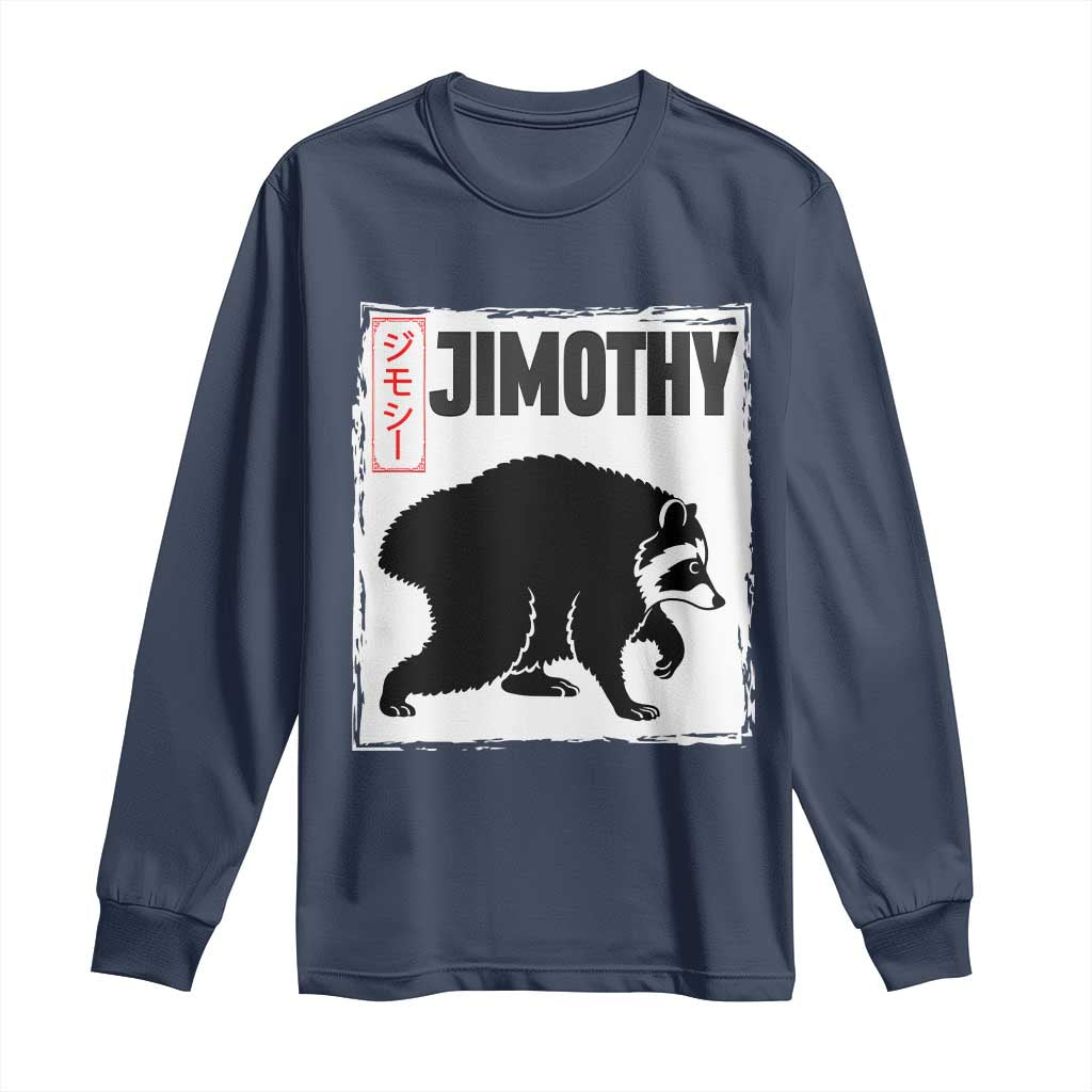 Jimothy The Raccoon Long Sleeve Shirt Japanese Style Trash Panda Graphic