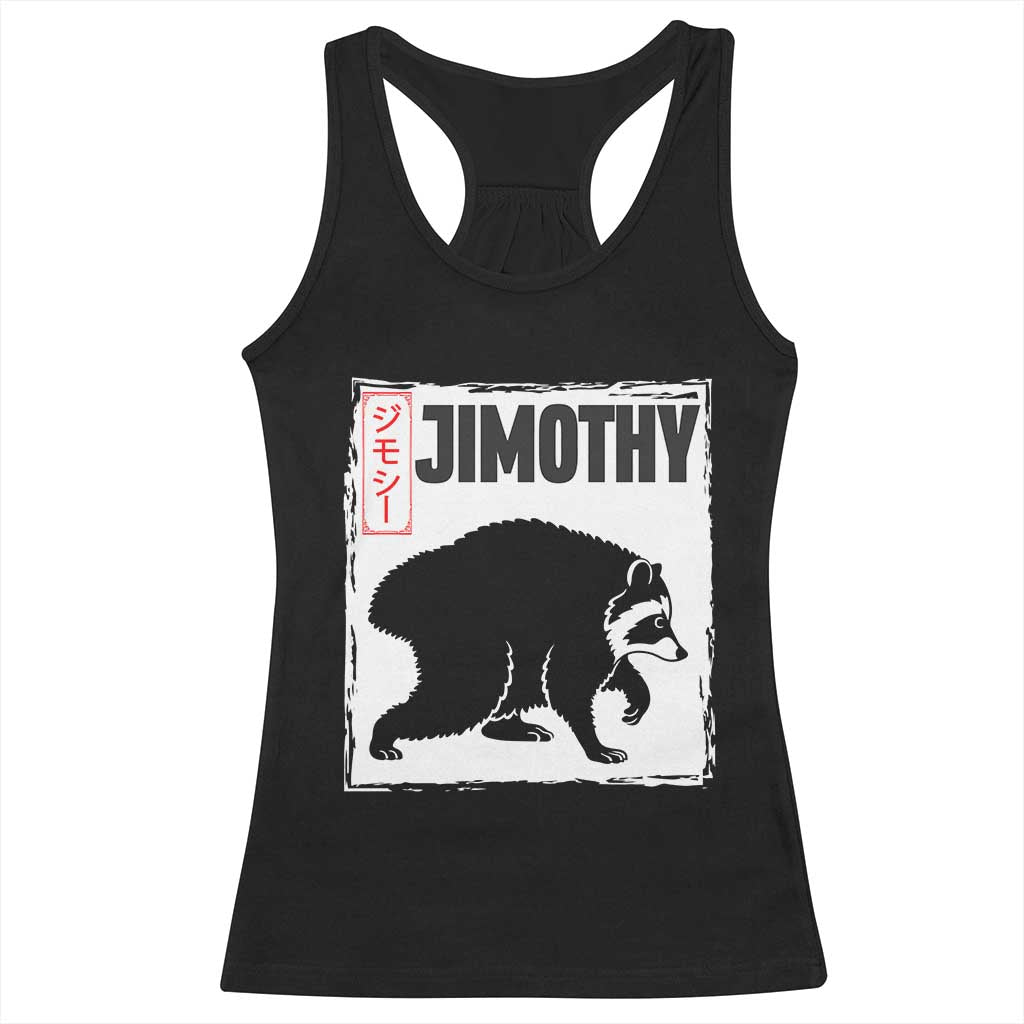Jimothy The Raccoon Racerback Tank Top Japanese Style Trash Panda Graphic TS12 Black Print Your Wear
