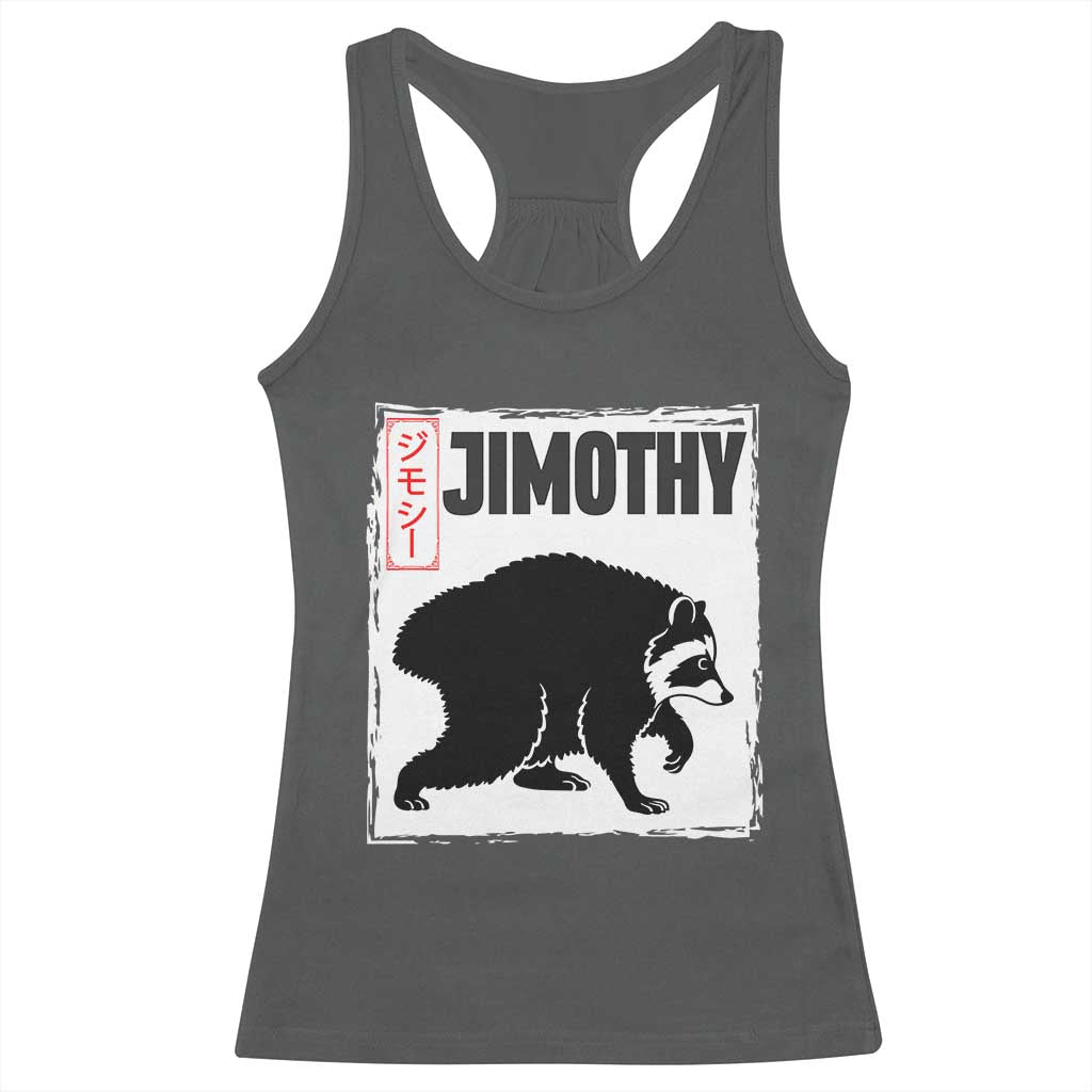 Jimothy The Raccoon Racerback Tank Top Japanese Style Trash Panda Graphic