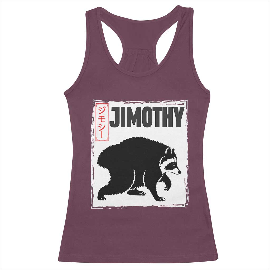 Jimothy The Raccoon Racerback Tank Top Japanese Style Trash Panda Graphic