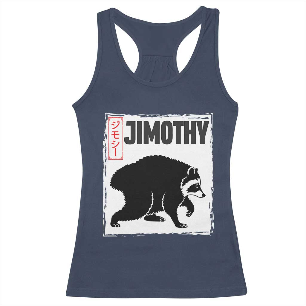 Jimothy The Raccoon Racerback Tank Top Japanese Style Trash Panda Graphic