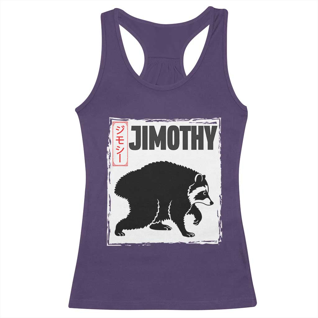 Jimothy The Raccoon Racerback Tank Top Japanese Style Trash Panda Graphic